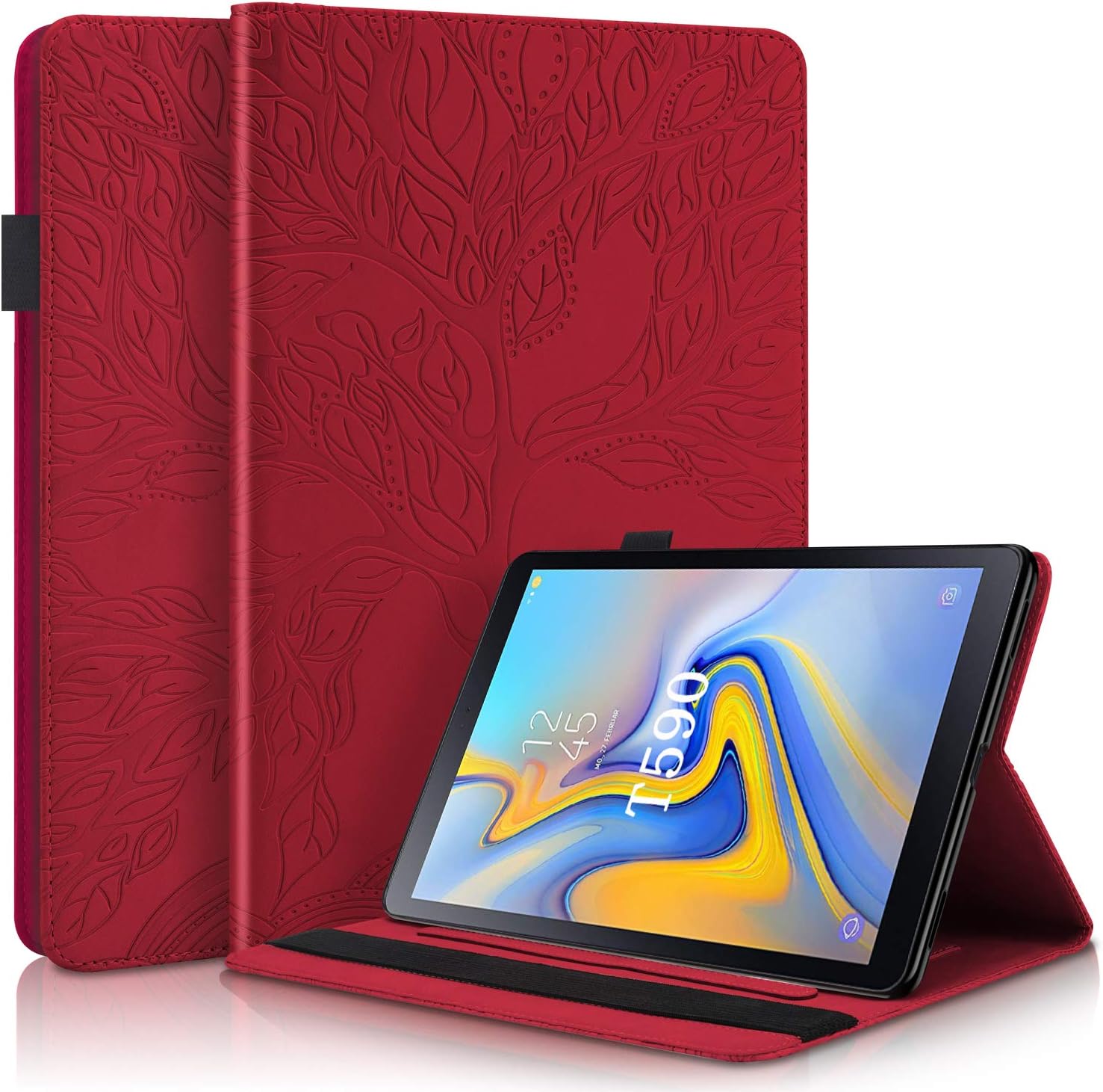Case for Tab A 10.1 2016 Premium PU Leather Flip Folio Protective Shell Wallet Case Cover with Stand Kickstand for SM-T580/T585 (Red)