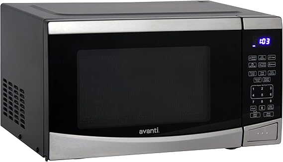 Avanti Microwave Oven 900-Watts Compact with 10 Power Levels and 6 Pre Cooking Settings, Speed Defrost, Electronic Control Panel and Glass Turntable, 0.9-Cu.Ft., Stainless Steel