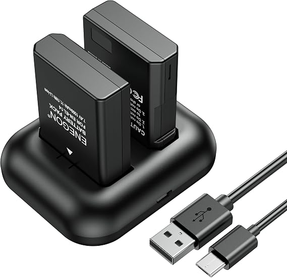 ENEGON EN-EL14/14a Replacement Battery (2-Pack) and Rapid Dual Charger Kit for Nikon EN-EL14/14a (100% Compatible with Original) and Coolpix P7000, P7100, P7700, P7800 DSLR D3100,D3200,D3300,D3400.