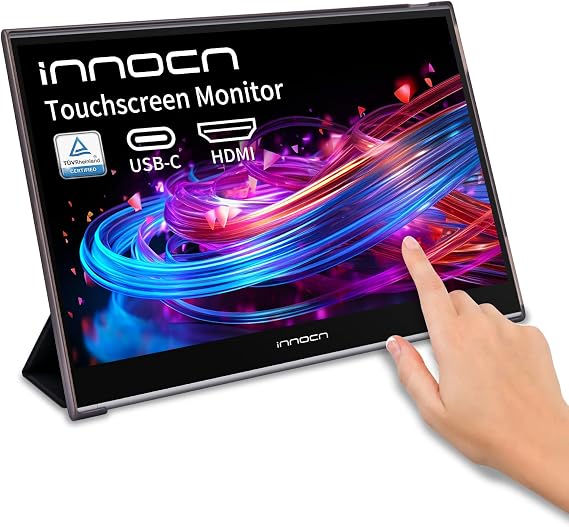 INNOCN 15.6 inch Portable Monitor Touchscreen for Laptop FHD 1080P USB C HDMI External Display Travel Second Monitor for MacBook Windows Tablets Android Chrome PS4 Switch Mini PC, No Battery