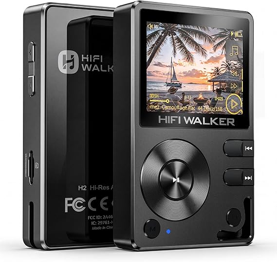 HIFI WALKER H2 Hi-Res MP3 Player, 128GB microSD, ESS DAC, Bluetooth 5.2 | Lossless digital audio player for local music: DSD128, FLAC, USB-C/USB DAC, 3.5mm headphone and line out; up to 512GB