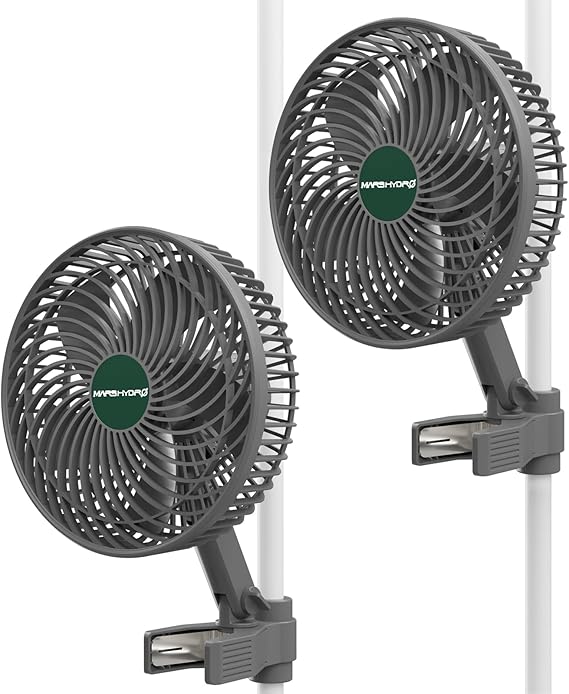 MARS HYDRO 2PCS 6''Oscillating Clip-On Grow Tent Fan,10 Speeds,EC Motor