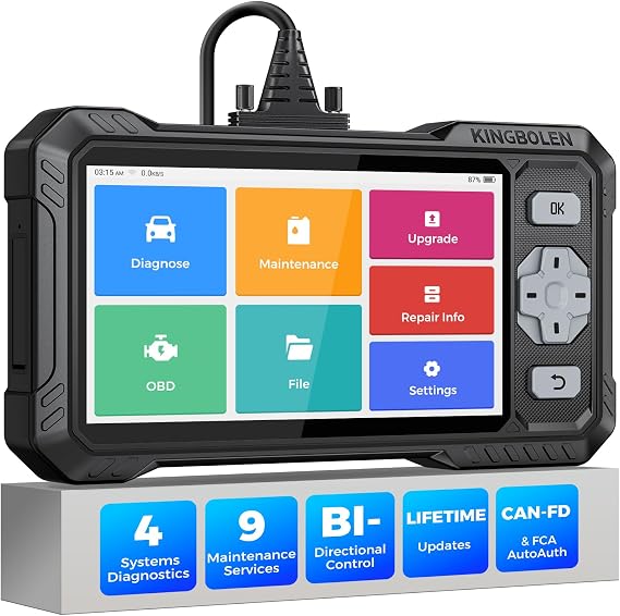 KINGBOLEN OBD2 Scanner S608, 2026 Bidirectional Scan Tool for ABS/SRS/Transmission/Enigne, 9 Reset Oil Brake DPF Bleed Gear Injector Throttle BMS SAS, CAN FD & FCA/Renault SGW, Lifetime Free Update