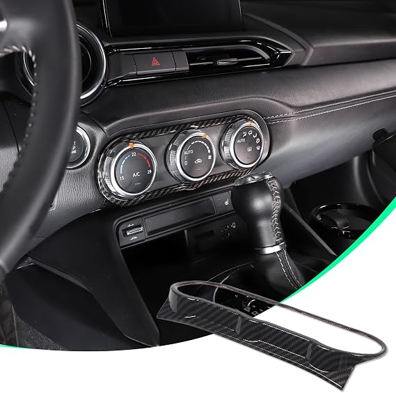 Center Console Dash AC Switch Cover Trim Frame Compatible with Mazda MX-5 Miata 2016-2025 Accessories Air Conditioner Switch Panel Trim Cover (Carbon Fiber Grain)