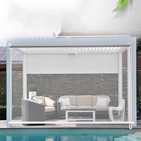 Transparent Roller Shades,Pvc Roll Up Blinds,Uv Rain Snow Protection Outdoor Pergola Roller Shade Blind,Customizable Door Blinds,Home and Kitchen Partition Decoration (W50xH150cm/W20 xH59)