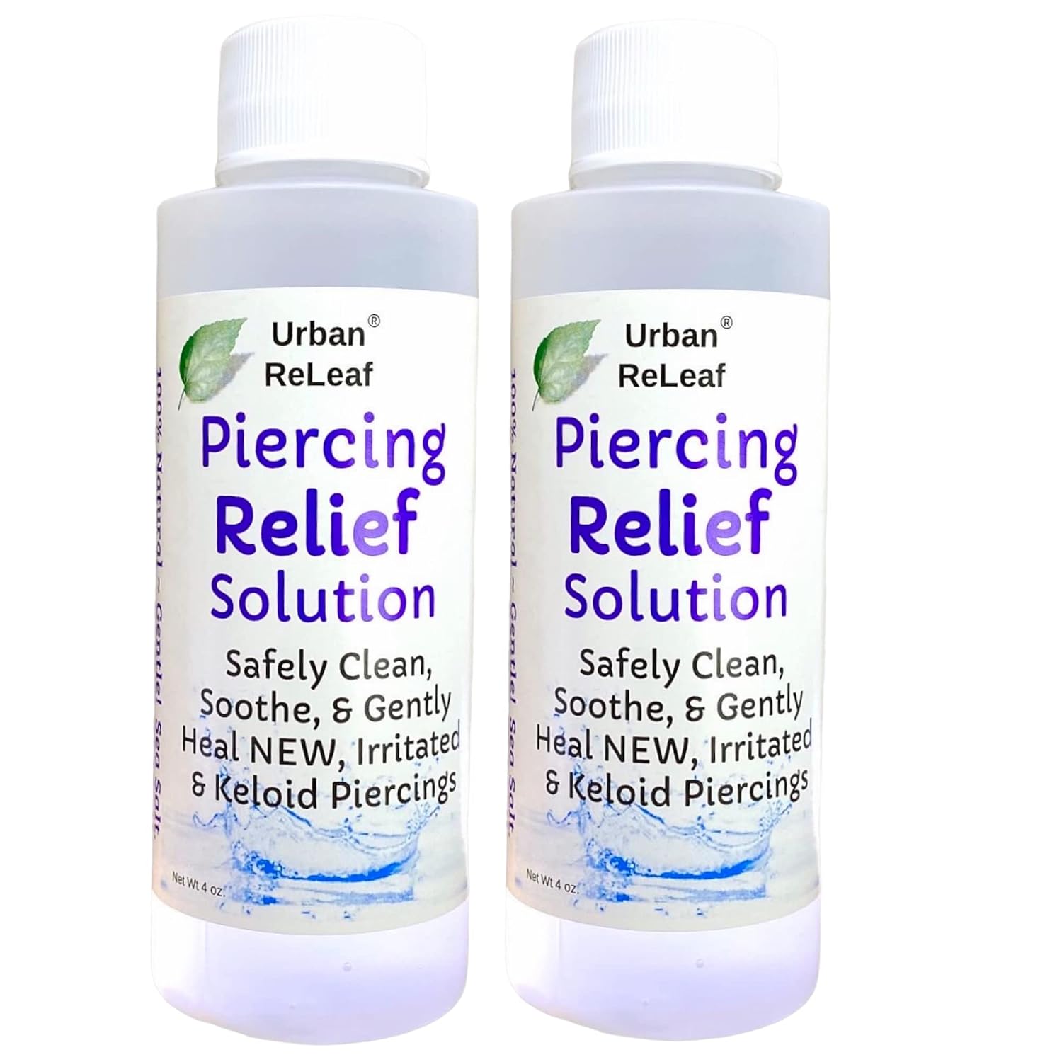 Urban ReLeaf 8 oz. SET Piercing Relief Solution ! Aftercare Sea Salt Help for Keloid, Bump, Irritated & New. Made in USA. Clean Soothe Heal Natural