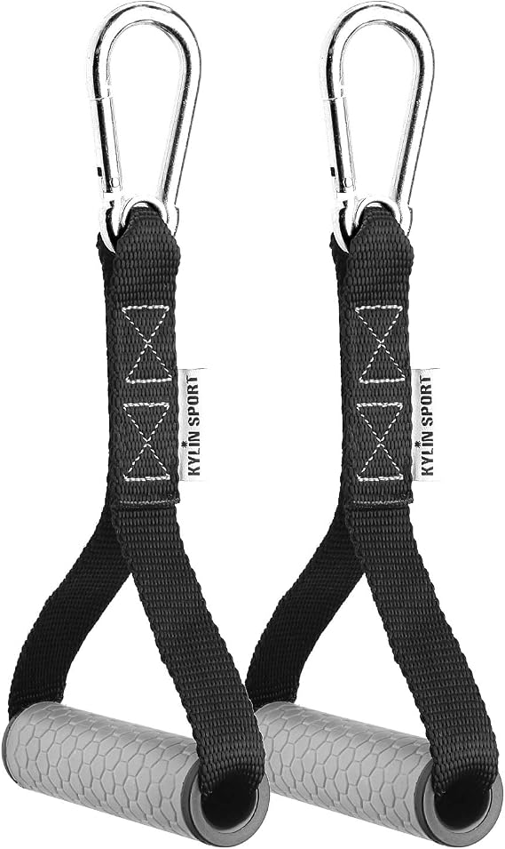Upgraded Cable Machine Attachments Resistance Bands Handles Grips Fitness Strap Stirrup Handle Cable Attachment Silicon Grip with Metal Carabiner Colorful Version