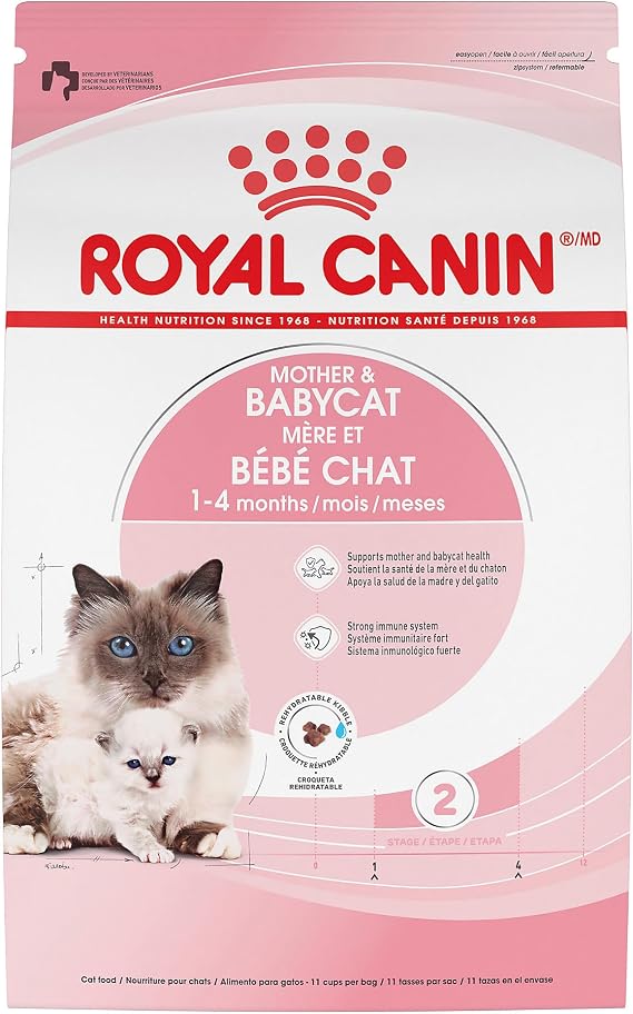 Royal Canin Feline Health Nutrition Mother & Babycat Queen Dry Cat Food, 3 lb Bag | Supports Mother & Babycat Health, Strong Immune System, For Kittens, Crunchy Kibble, Developed by Veterinarians