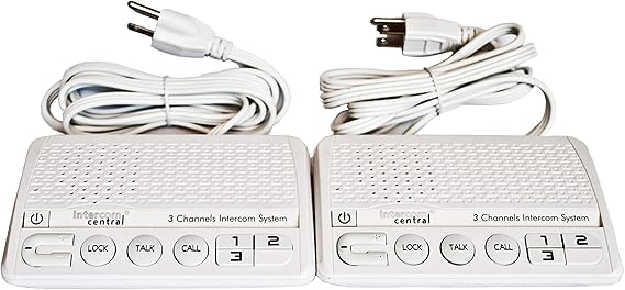 GROUND wire Power-line 3 CHANNELS Intercom System, Two Stations Set.
