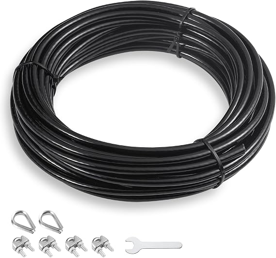 SERTT Replacement Cable for Pulley Cable Machine, Pulley Cable for DIY Home Gym, Wire Rope Length 32.8/65.6/98.4 Ft for Weight Lift Pulley System, Gym Steel Cable, Thick 5mm, TPU Coated