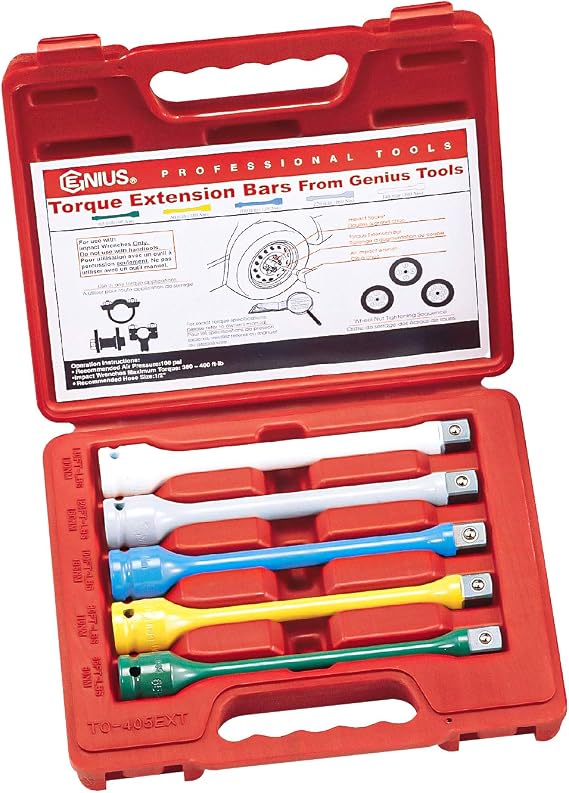Genius Tools 5 Piece 1/2" Dr. Torque Extension Bar Set TO-405EXT
