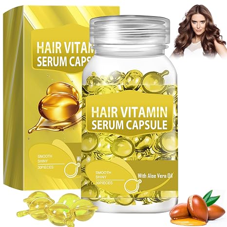Hair Vitamin Serum Capsule Pack of 30 Hair Vitamin Serum Capsules Hair Oil Hair Care Capsules Hair Vitamin Oil Serum Macadamia Oil Avocado Oil Rich in Vitamins A C E B5 Repairs Damaged Hair
