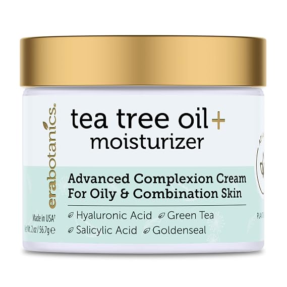 Era Organics Tea Tree Oil Face Cream - Salicylic Acid Moisturizer | Gentle, Non-Greasy Cream to Help Balance, Purify & Calm Oily, Blemish-Prone Skin Without Clogging Pores with Green Tea & Zinc
