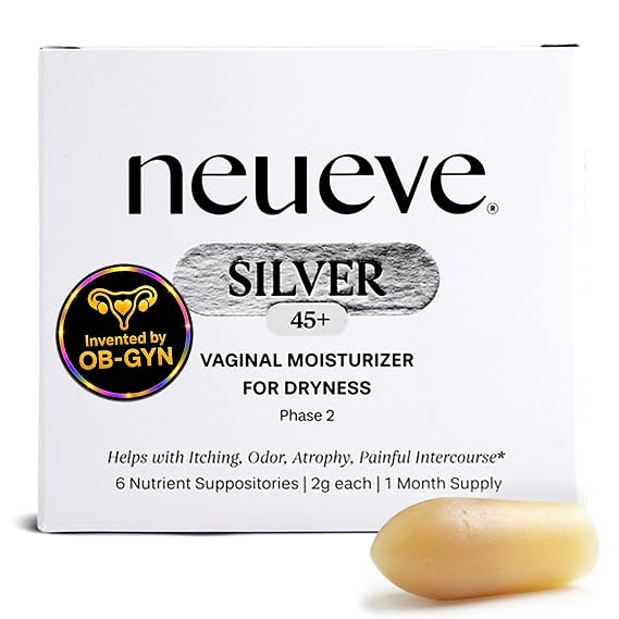 NeuEve Silver Vaginal Moisturizing Inserts for Mature Intimate Skin, All-Natural Intimate Care, Phase 2 | 6 Count | 1-Month Supply