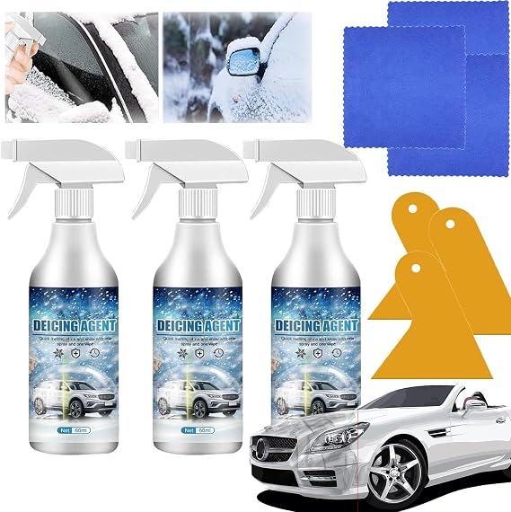 De - Icer for Car Windshield Defroster, 3PCS Window Snow Spray, Deicing Spray, De-Icer Spray, Ice Remover Melting Spray Winter Car Essentials, Fast Ice & Snow Melting Spray 60ml