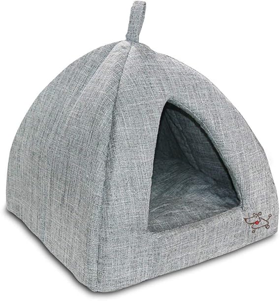 Best Pet SuppliesPet Tent-Soft Bed for Dog & Cat by Best Pet Supplies, Inc., Inc. - Gray Linen, 16" x H: 14", 16" x 16" x H:14" (TT608-M)