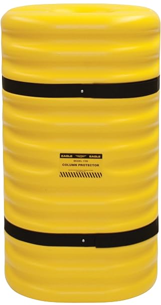 Eagle Plastic Column Protector for 6" Square Column w/Interlocking Halves | Halves and Easy-Install Straps, 24" x 24" x 42", High-Density Polyethylene (HDPE), Made in The USA, Yellow, 1706