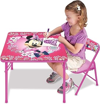 Minnie Mouse Table & Chair Set for Toddlers 24-48M, Includes 1 Table & 1 Chair Table 20"L x 20"W x 16.4"H, Chair 12"L x 11.6"W x 17"H - Weight Limit 70 lbs