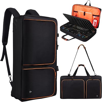 DJ Controller Case for DDJ-FLX10 1000REV7REV5800 FLX6 AlphaTheta DDJ-GRV6 With Thick EVA Padding, Adjustable Shoulder Strap,Fits Up to 15.6 Laptops Perfect for DJ and Music Producers