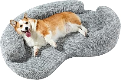 Orthopedic Memory Foam Dog Bed for Medium Sized Dog - Washable & Waterproof & Removable Warm Couch - Round Calming Bed for Anxiety Relief 43 x 29 x 8 Inch