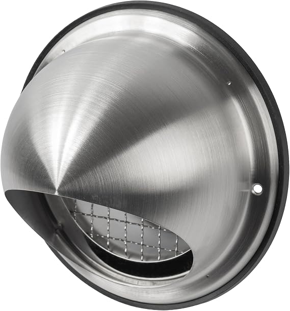 Repa Market 4" Inch Stainless Steel Vent Cover with Rubber Seal - Round HVAC Intake/Exhaust Cap with Wire Mesh for Enhanced Ingress Protection - Includes Water Drip for Drainage