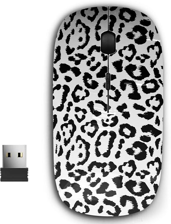 2.4G Ergonomic Portable USB Wireless Mouse for PC, Laptop, Computer, Notebook with Nano Receiver (Leopard Print)