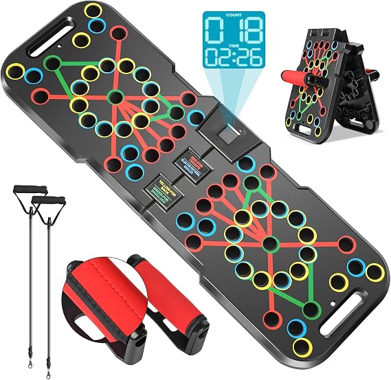 Push Up Board with Smart Count, Multi-Function 60 in 1 Push Up Bar | Foldable & Portable Push up Handles for Floor, Professional Strength Training Equipment For Men & Women at Home Gym