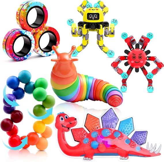 6 Pack Fidget Toys Bulk for Kids & Adults,Sensory Travel Must Have,Autism Anxiety Stress Calm Down Must Have,Treasure Classroom School Prizes Birthday Easter Gifts for Kids 5-7-8-12 Year Old