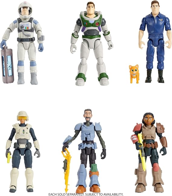 Mattel Disney and Pixar Lightyear Character Action Figure Collection, 12 Points Articulation & Movie Accessories, 5-in Scale