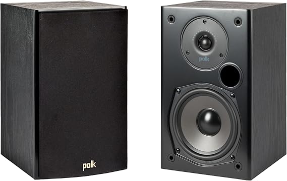 Polk Audio T15 100 Watt Home Theater Bookshelf Speakers, Black, 1 Pair