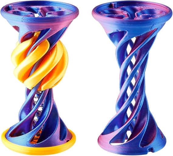 3D Printed Spiral Ball Fidget Toy – Cool Office Decoration Mind-Bending Desktop Sculpture, Stress Relief Toy for Work or Study (Blue+Purple)