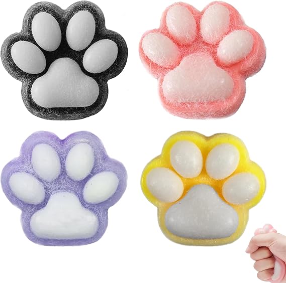 4 Pcs Cat Paw Squishy, Squishys Fufu Squishy Cat Paw Squeeze Toys,Cat Squishy Squishy Cat Paw,Stress Relieving Fidget Toys Squishy for Boys Girls Birthday Party Gifts