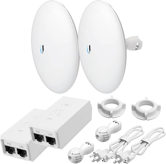 Wireless Bridge NBE-5AC-GEN2 PRE-CONFIGURED Bundle of 2 Outdoor Point-to-Point Wi-Fi Bridge, Plug and Play, 450+ Mbps Speed, 15+ km Range