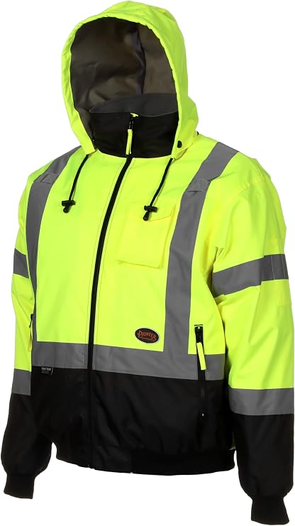 Pioneer Hi Vis Work Jacket for Men - Waterproof Safety Bomber with Reflective Tape