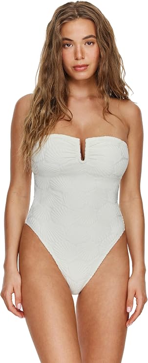 Gottex Flirtt Bandeau One Piece - Textured Seashell Fabric, U Wire Insert, Removable Adjustable Straps & Soft Cups