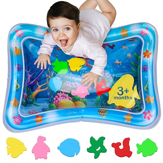 Tummy Time Water Mat Inflatable Water Play Pad for Babies - Sensory Tummy Time Mat for Floor Play - 100% BPA-Free & Leakproof - Baby, Infants 3-12 Months
