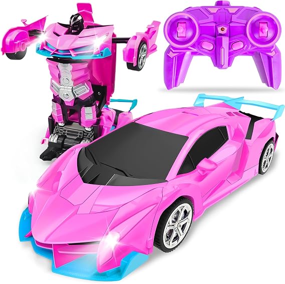 Pink Transformation Remote Control Car for Girls Age 3 4 5 6 7 8