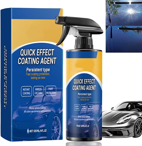 Advanced Car Quick-Acting Coating Agent Spray,Advanced Quick Ceramic Coating Spray,3 in 1 High Protection Quick Effect Coating Agent,120ml Quick Effect Coating Agent,Hydrophobic & High Gloss Shield