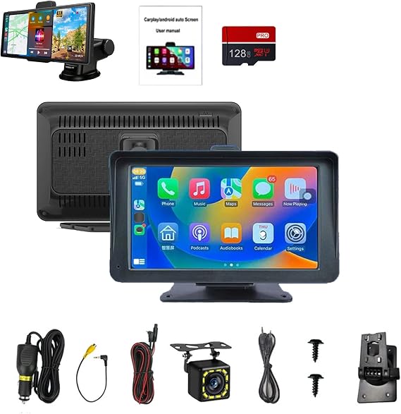 Flexscreen Pro Carplay, Wireless Car Tablet Pro Max 2025, 10.26" HD Ips Carplay & Android Auto Car Touch Stereo, 4k Dual Lens Car Tablet With Front & Rear Dash Cam (7 Inch)