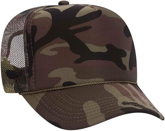 OTTO Camouflage Five Panel High Crown Mesh Back Trucker Hat Polyester Foam Front