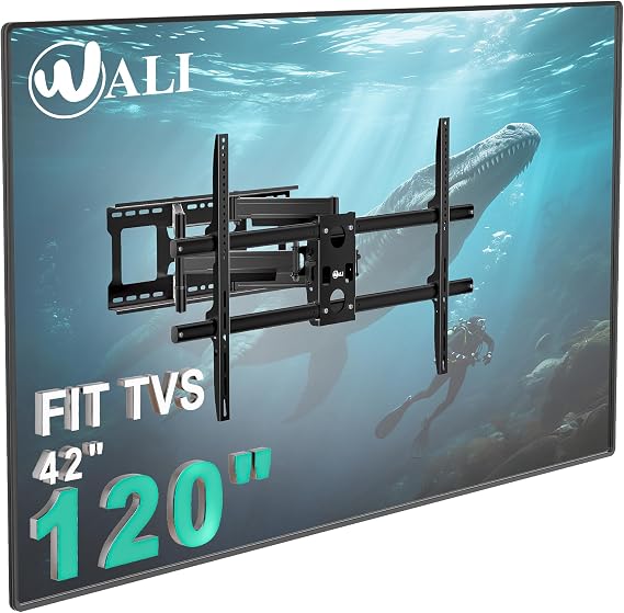 WALI Heavy Duty Full Motion TV Wall Mount Bracket for Extra Large TVs,Holds up to 220Ibs, Swivel Tilt Rotatable,Max Mounting Holes 1000x600, Fits 65 75 85 100 120 inch LED/LCD/OLED 4K/8K on Wood Stud