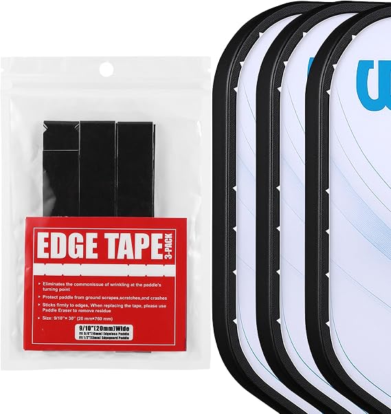 YUXIANLB 3 Pack Pickleball Edge Guard Tape Black Paddle Protection for Enhanced Performance Shock Absorbing for Competitive Play Training Indoor Outdoor Games Standard Thickness for Pickleball Paddles