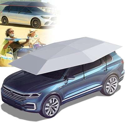 Car Tent,Movable Carport,Fully-Automatic Summer Sunshade Car Canopy,Folded Automobile Protection Sun Shade,for Outdoor Tent,Remote Control Automatic,Grey-5.2m