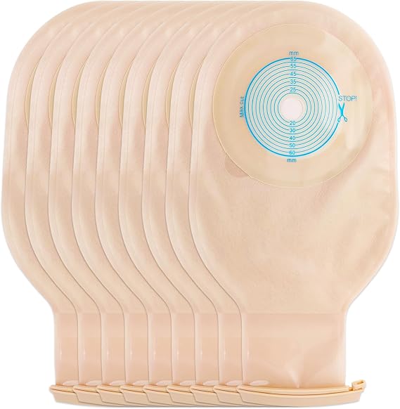 20 PCS Colostomy Bags, One Piece Drainable Pouches for Ileostomy Stoma Care, Ostomy Bag Cut-to-Fit (Max 65mm), Ostomy Supplies, Hydrocolloid, Non-irritating
