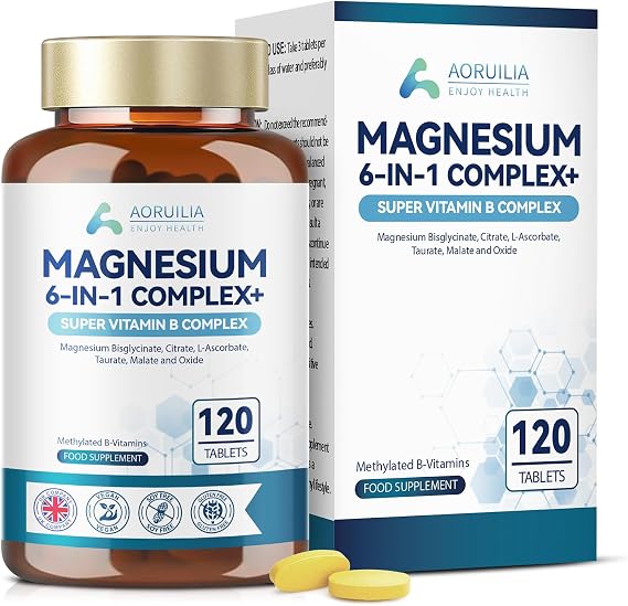 14-in-1 Magnesium Complex with Vitamin B Complex - Magnesium Glycinate, Citrate, Taurate, Magnesium Supplements for Energy, Muscle, Sleep, Immunity Support, High Absorption 120 Multivitamin Tablets