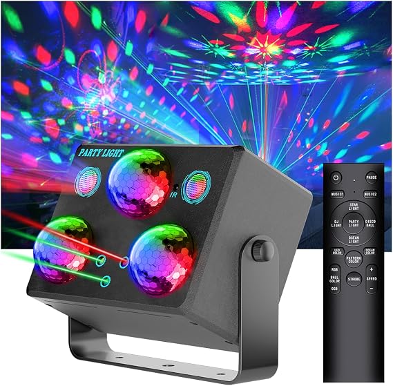 Disco Ball,Party DJ Disco Light Strobe Stage Dance Light Glow Party Sound Activated with Remote Control Rave Ocean Star Projector for Club KTV Christmas Halloween Dancing Parties Holiday Decor