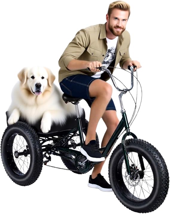 Adult Tricycle, Fat Tire 7 Speed Cruiser Trike, 20 Inch 3 Wheel Bikes with Large Basket for Seniors, Women, Men, Adult Trikes for Shopping Picnic Outdoor Sports(Today Shipment)