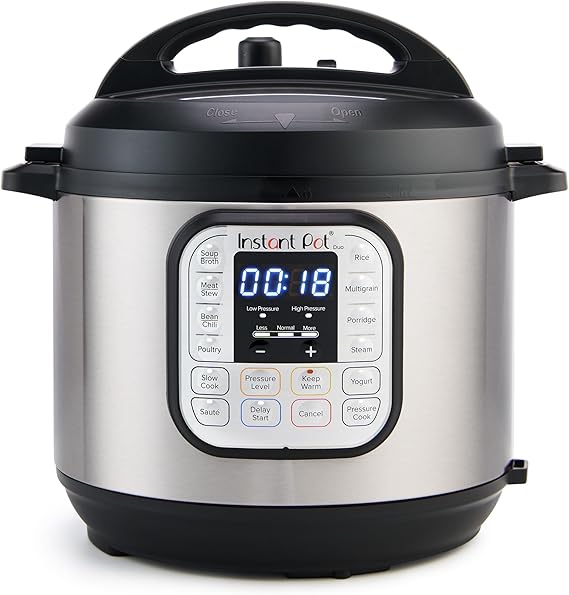 Instant Pot Duo 7-in-1 Electric Pressure Cooker, Slow Cooker, Rice Cooker, Steamer, Saute, Yogurt Maker, Warmer & Sterilizer, Includes App with Over 800 Recipes, Stainless Steel, 8 Quart