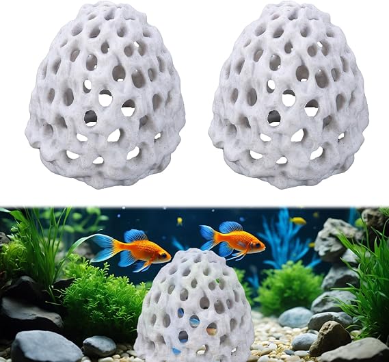 2 PCS Shrimp Dome Hide,White Betta Fish Hides,Shrimp Hide with Suction Cup Aquarium,Fish Cave Hideout Ornament Accessories,Shrimp Cave Fish Tank Decoration for Small Aquatic Pets,Tank Tunnel