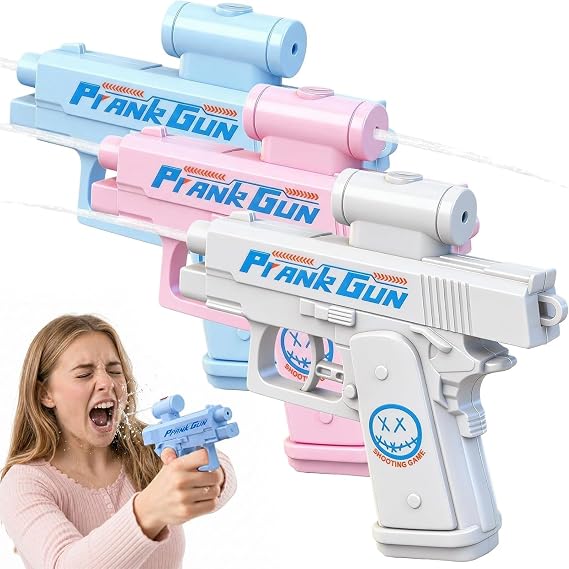 3 Pcs Prank Water Gun - Two-Way Squirt Gun with Reverse Spray, Hilarious Novelty Toy for Summer Parties, Beach & Pool Water Fighting Activities, Funny Gag Gift for Adults